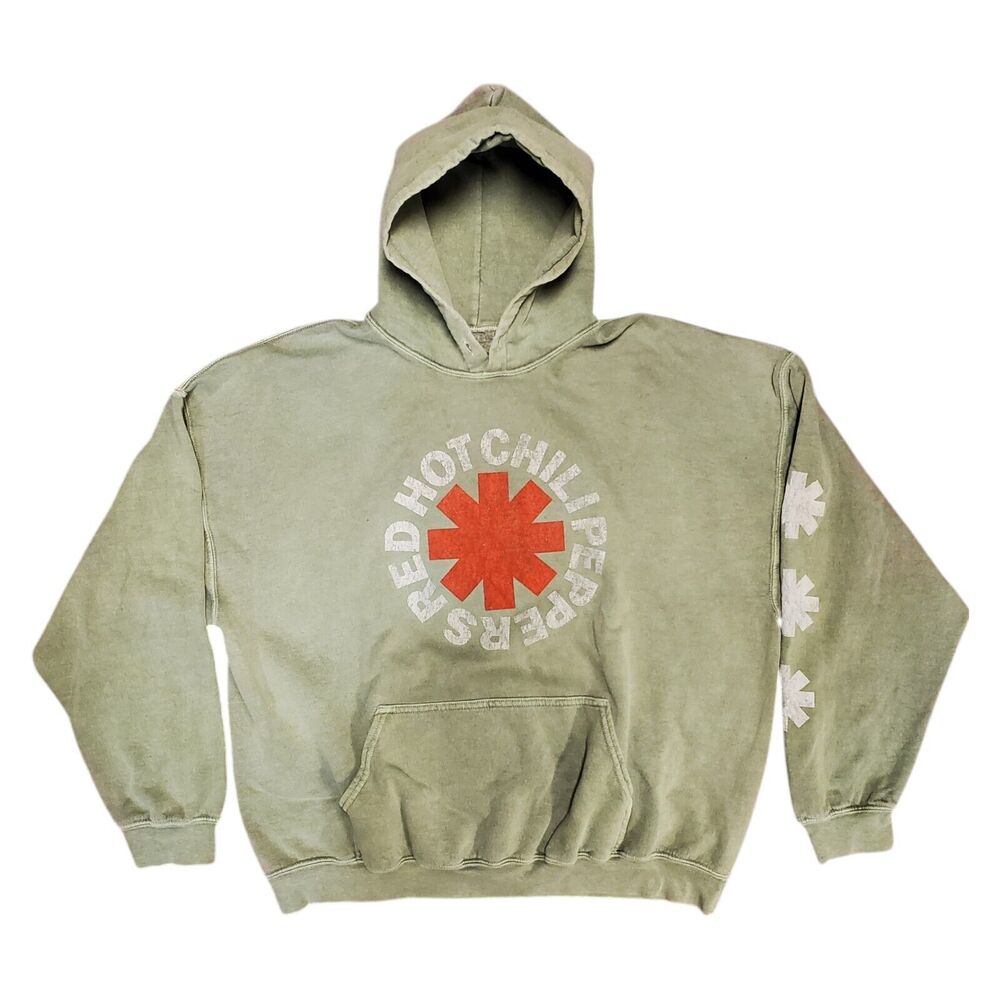 RED HOT CHILLI PEPPERS Sweater Adult Small Green Pullover Hoodie Concert Merch